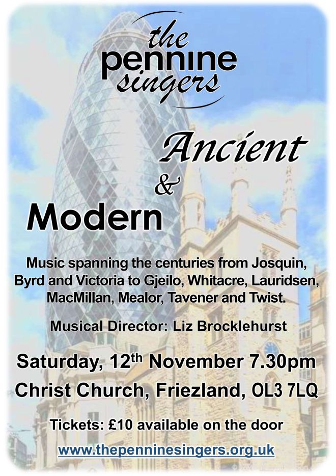 Pennine Singers Ancient & Modern poster, November 2022